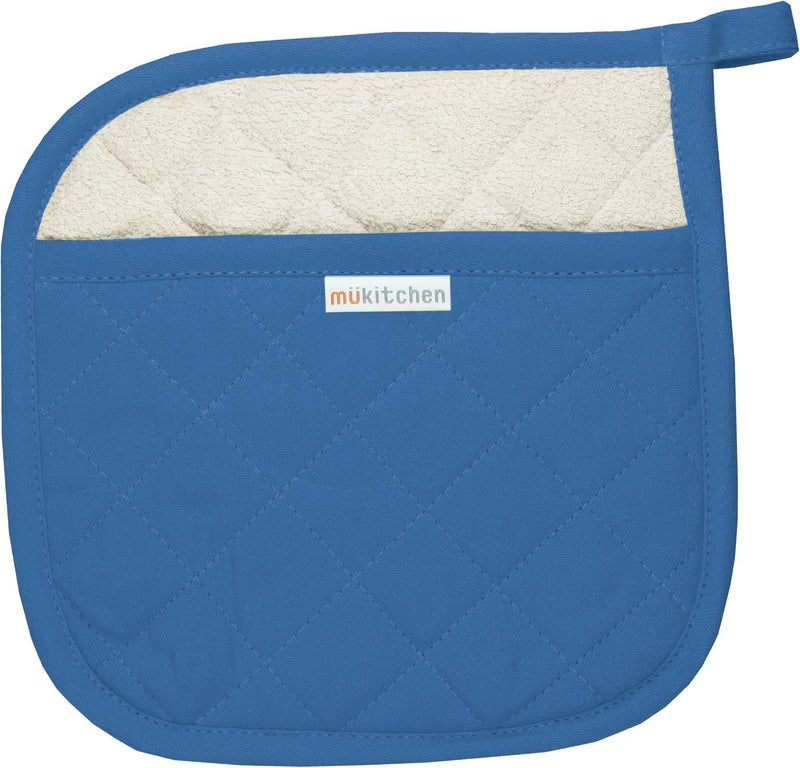 MÜkitchen MÜpotholder Herringbone Cotton Kitchen Potholder | Multipurpose Hot Pad | Machine Washable and Durable | (Blueberry)
