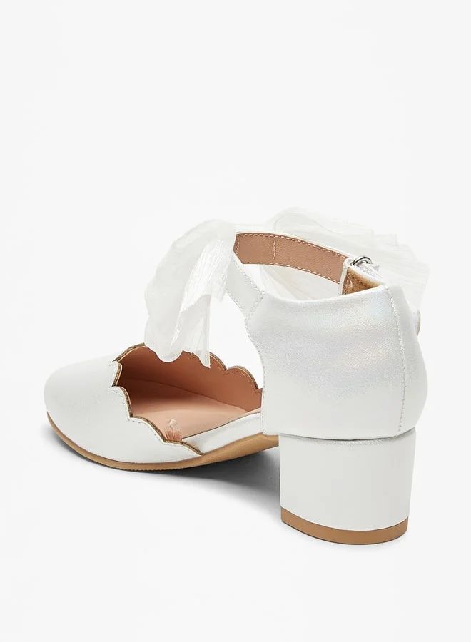 سيليست Girls Solid Bow Embellished Block Heel Shoes with Hook and Loop Closure