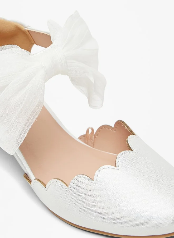 سيليست Girls Solid Bow Embellished Block Heel Shoes with Hook and Loop Closure