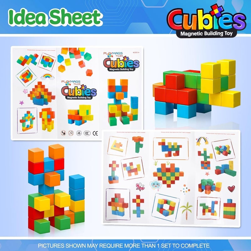 Playmags Magnetic Blocks Building Toy, 64-Piece Magnetic Cube Mint Toy for Toddlers and Children, Preschool, Educational Sensory Construction Block Toy for Boys and Girls - Image 4