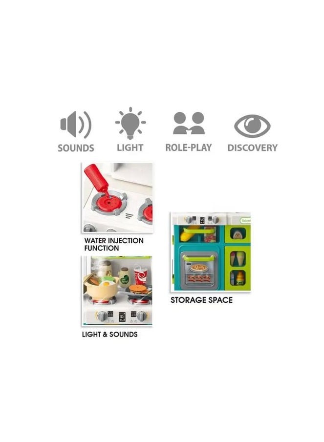 Kids Kitchen Toy Set – 104-Piece Pretend Play Food & Accessories – Large Size 54x22x101 cm – Indoor Play Sink with Lights & Steam Sounds – Realistic Cooking Fun for Toddlers – Valuable Gift - Image 3