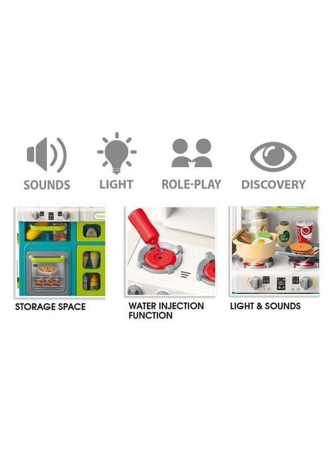 Kids Kitchen Toy Set – 104-Piece Pretend Play Food & Accessories – Large Size 54x22x101 cm – Indoor Play Sink with Lights & Steam Sounds – Realistic Cooking Fun for Toddlers – Valuable Gift - Image 2