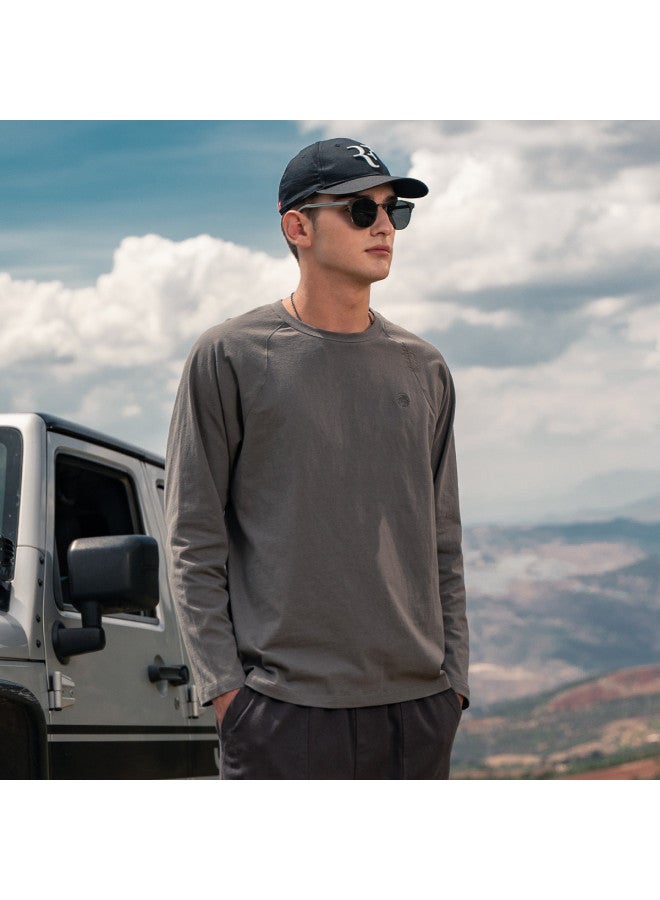 Cotton】men's Long Sleeve T-shirt - Trendy 2025 Spring/autumn Crewneck Embroidered Casual Tee - Image 2