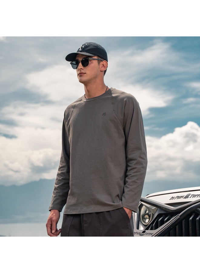 Cotton】men's Long Sleeve T-shirt - Trendy 2025 Spring/autumn Crewneck Embroidered Casual Tee - Image 4