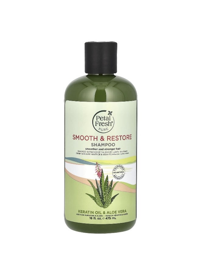 Petal fresh - Petal Fresh, Pure, Smooth & Restore Shampoo, Keratin Oil & Aloe Vera, 16 fl oz (475 ml) - Image 1