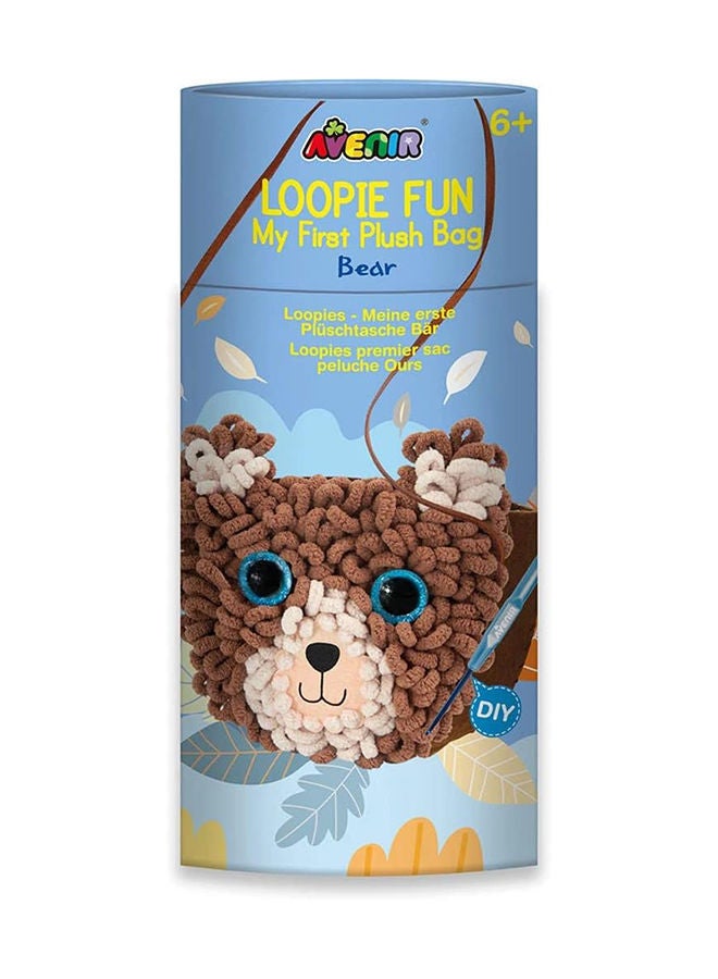 Avenir Loopie Fun My First Plush Bag Kit Bear Learn to Sew With Loopies! Complete Kit With Felt, Soft Yarn, Crochet Hook, and Step-by-step Instructions Safe & Easy to Use Kids Aged 3+ - Image 1