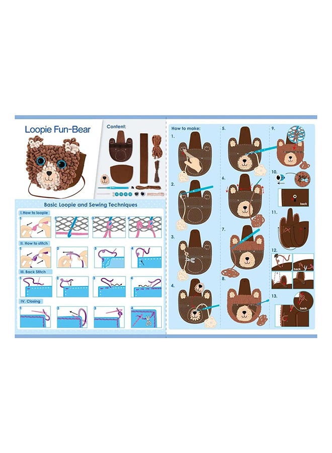 Avenir Loopie Fun My First Plush Bag Kit Bear Learn to Sew With Loopies! Complete Kit With Felt, Soft Yarn, Crochet Hook, and Step-by-step Instructions Safe & Easy to Use Kids Aged 3+ - Image 5