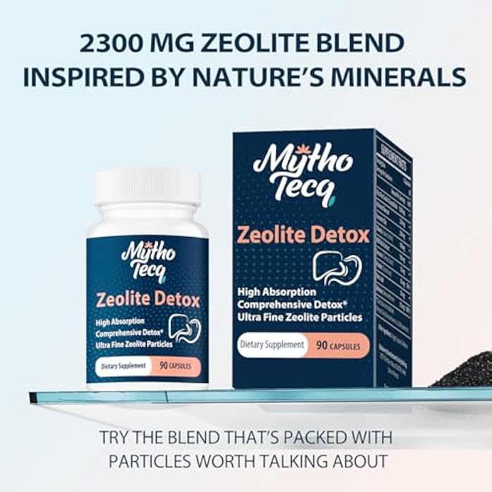 MythoTecq 2300 ملغ كبسولات زيلوتايت دي توكس - الفحم النشط وطين البنتونيت، امتصاص عالي للجسم بالكامل، تنظيف الكبد والأمعاء، زيلوتايت كلينوبتيلوليت (90 كبسولة) - Image 3