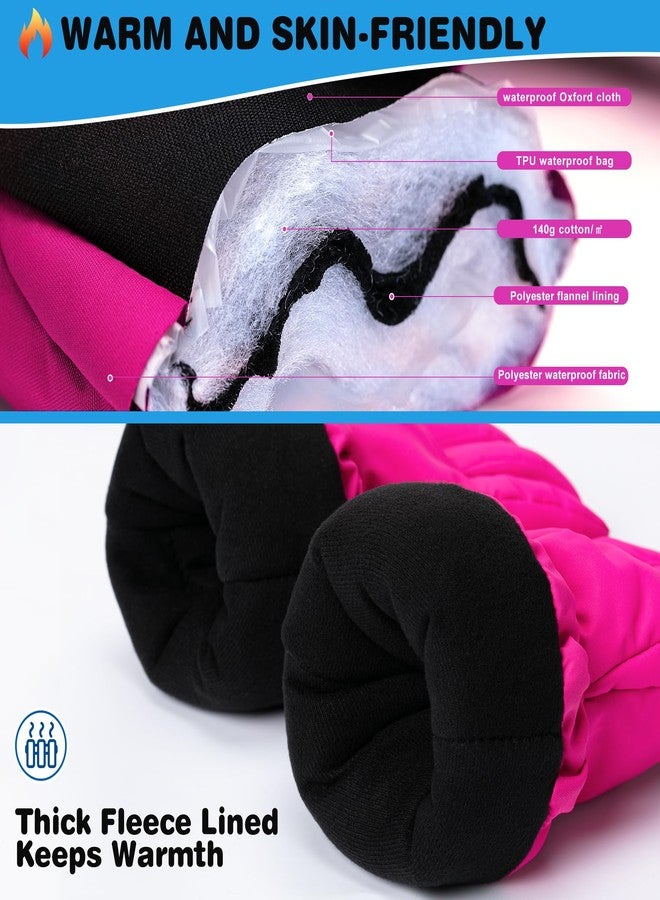 ThxToms Kids Winter Hand Gloves, Waterproof Thermal Ski Snow Gloves for Boys and Girls, Winter Warm Gloves for Cold Weather Outdoor Play(Rose Red, M) - Image 3