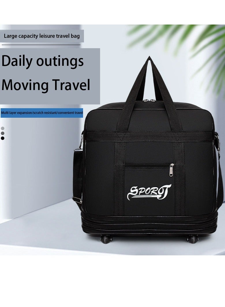 SPORT Expandable Extra Large Travel,Oxford Duffel Bag with Wheels Waterproof Lightweight Traveling Foldable Suitcase - Image 5