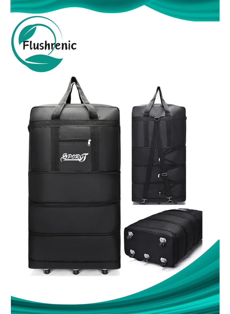 SPORT Expandable Extra Large Travel,Oxford Duffel Bag with Wheels Waterproof Lightweight Traveling Foldable Suitcase - Image 1