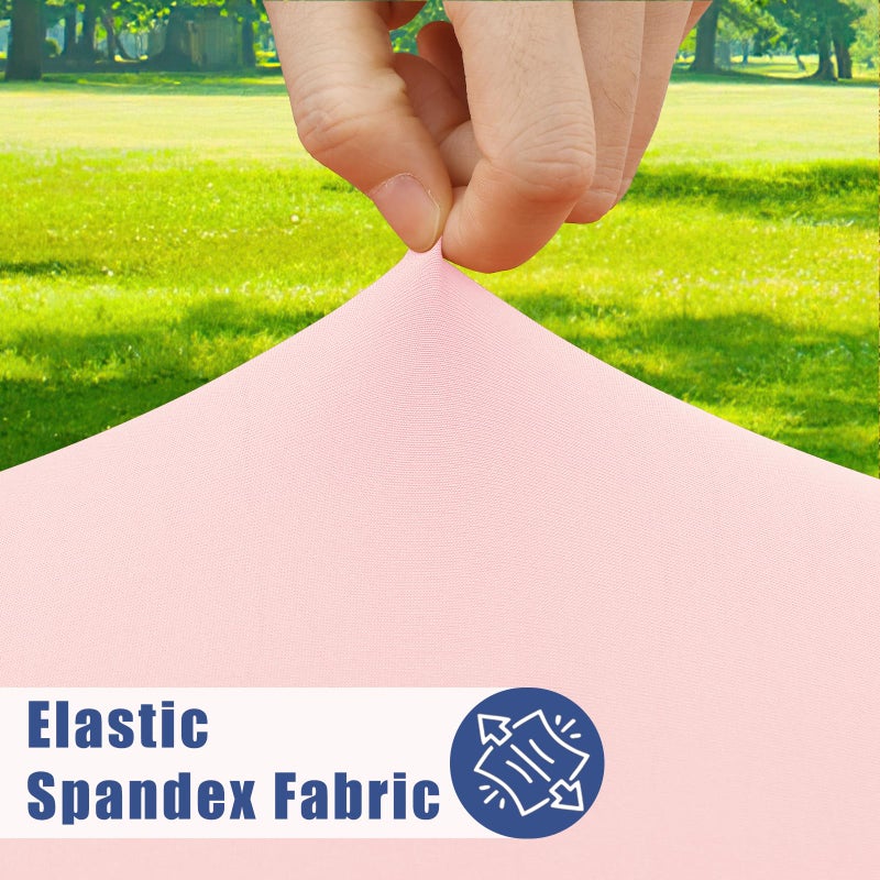 Moosfor Round Spandex Valentines Day Tablecloth, Elastic Fitted Waterproof Tablecloths for 18"-24" Tables, Stretch Washable Picnic Table Cover for Camping, Dining, Indoor and Outdoor, Pink - Image 2