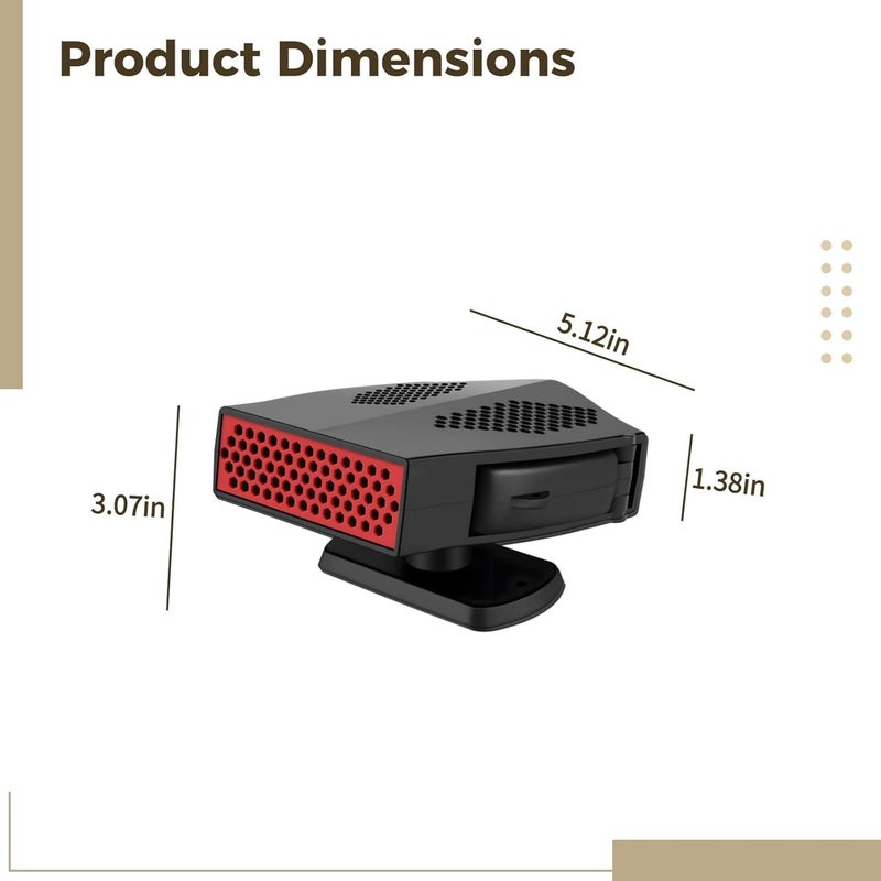 Portable 12V Car Heater with 360° Rotating Fan, Fast Defrost, for Windshield, Lighter Plug, Abs, 13 X 7.8 X 3.5 Cm - Image 4