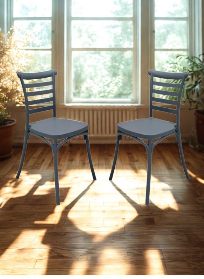 SMART HOME Set of 2 Fiber Chairs with Modern Design and Sturdy Legs - 45x45x80 cm | Durable Seat for Offices, Dining Rooms, Coffee Shops, Gardens, and Outdoor Lounges - Image 1