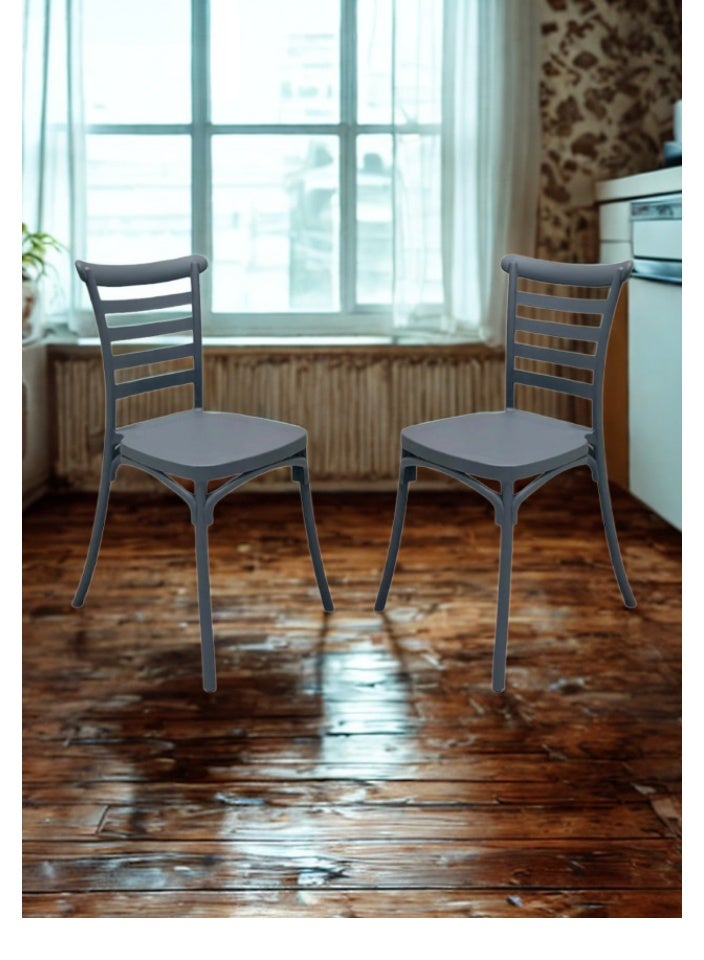 SMART HOME Set of 2 Fiber Chairs with Modern Design and Sturdy Legs - 45x45x80 cm | Durable Seat for Offices, Dining Rooms, Coffee Shops, Gardens, and Outdoor Lounges - Image 4