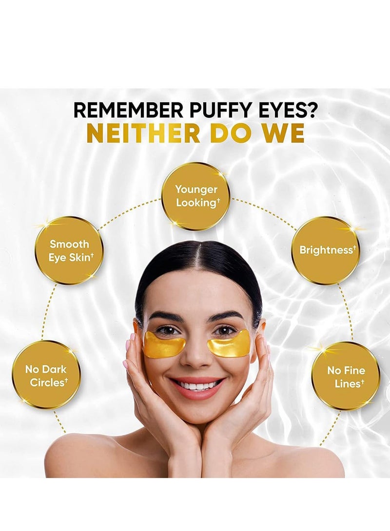 CELOR Under Eye Patches 24K Gold Collagen Eye Mask Skincare for Puffy Eyes,Dark Circles, Bags and Wrinkles with Collagen,Reduces Wrinkles,Revitalises and Refreshes Your Skin,Gift for Men & Women,20 Pairs - Image 4