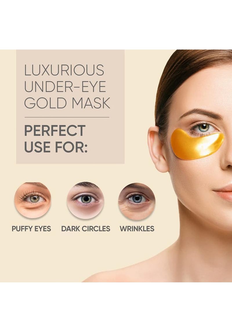 CELOR Under Eye Patches 24K Gold Collagen Eye Mask Skincare for Puffy Eyes,Dark Circles, Bags and Wrinkles with Collagen,Reduces Wrinkles,Revitalises and Refreshes Your Skin,Gift for Men & Women,20 Pairs - Image 2