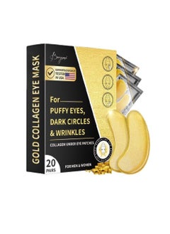 LaPalo Under Eye Patches 24K Gold Collagen Eye Mask Skincare for Puffy Eyes,Dark Circles, Bags and Wrinkles with Collagen,Reduces Wrinkles,Revitalises and Refreshes Your Skin,Gift for Men & Women,20 Pairs  - Image 1