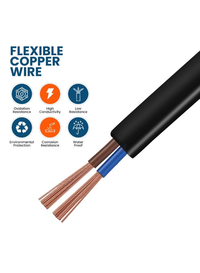 درافل سلك كهربائي دورافيل، معزول بمادة PVC سوداء، سلك طاقة دائري مرن (أسود، ثنائي النواة، 50 متر، 0.75 مم) - Image 3