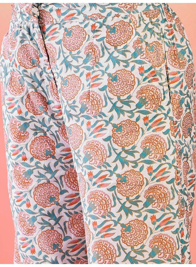 AKS Floral Printed Cotton Shirt With Trousers  - Image 3