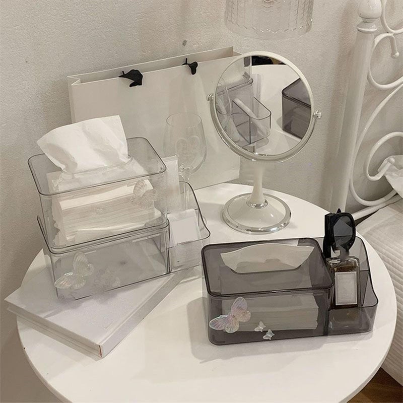 Gray Multifunctional Desk Organizer With Tissue Box Holder And Remote Control Storage For Office Living Room Kitchen - Image 5