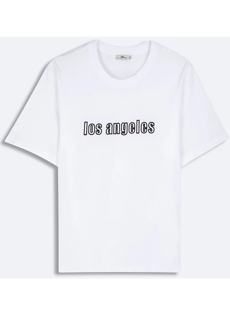 ال تي بي Slogan Printed Short Sleeve White T-Shirt