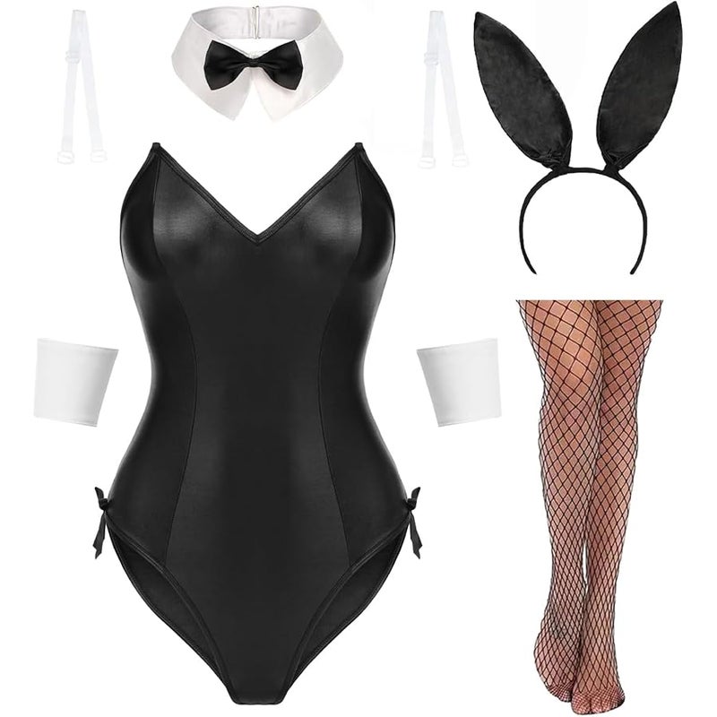أفيدلوف افيدلوف طقم ملابس داخلية للنساء بتصميم ارنب مثير للهالوين مكون من قطعة واحدة وجورب (مجموعة من 7 قطع) - Image 1