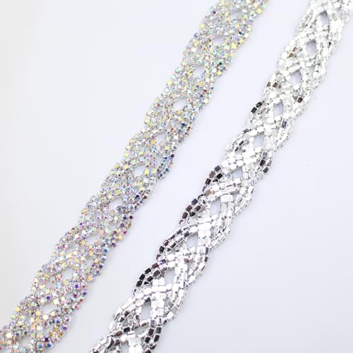 PEARLY JUN 1 Yard Rhinestone Trim Chain Silver AB Rhinestone Stringing DIY Jewelry Wedding Party Bracelets Craft Bridal Bouquets Embellishment Accessories - Image 4