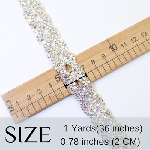 PEARLY JUN 1 Yard Rhinestone Trim Chain Silver AB Rhinestone Stringing DIY Jewelry Wedding Party Bracelets Craft Bridal Bouquets Embellishment Accessories - Image 2