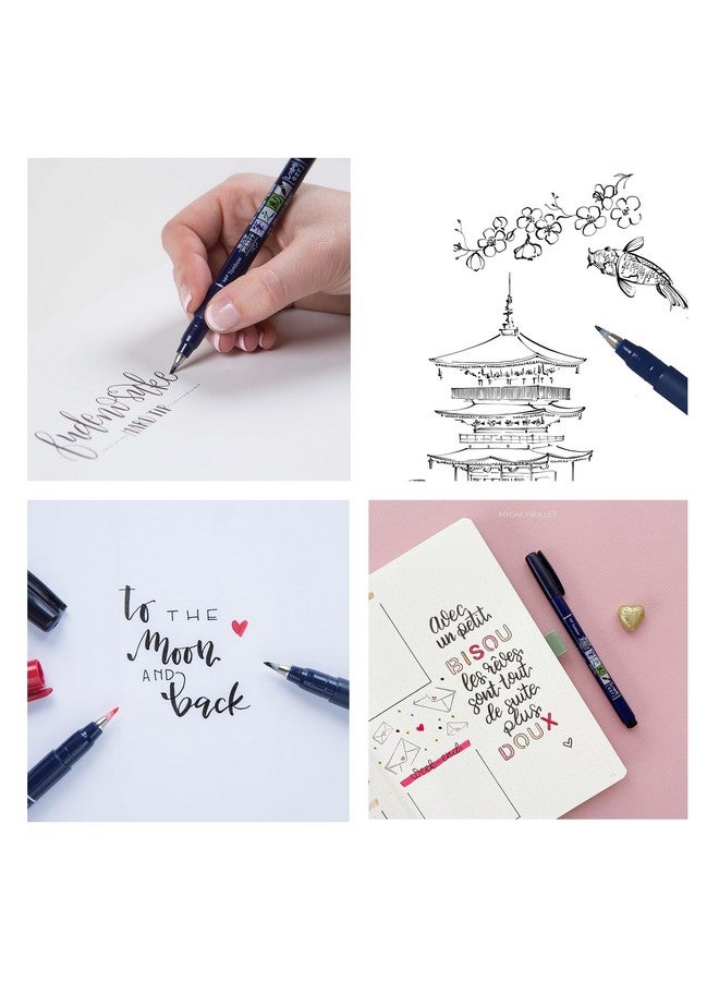 تومباو قلم حبر جاف Tombow WS-BHS-2P Fudenosuke ذو طرف صلب وناعم - أسود - Image 4
