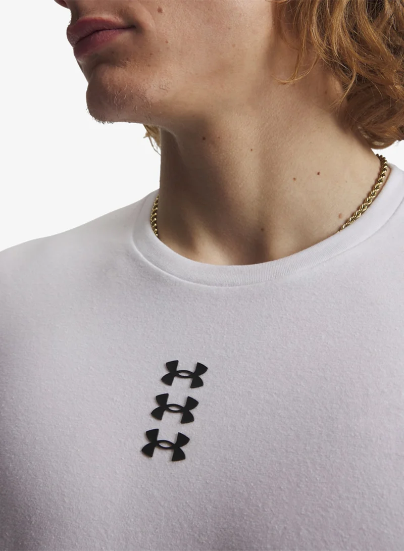 Under Armour White /  / Black Hoops Triple Logo T-Shirt for Men | Best Price UAE