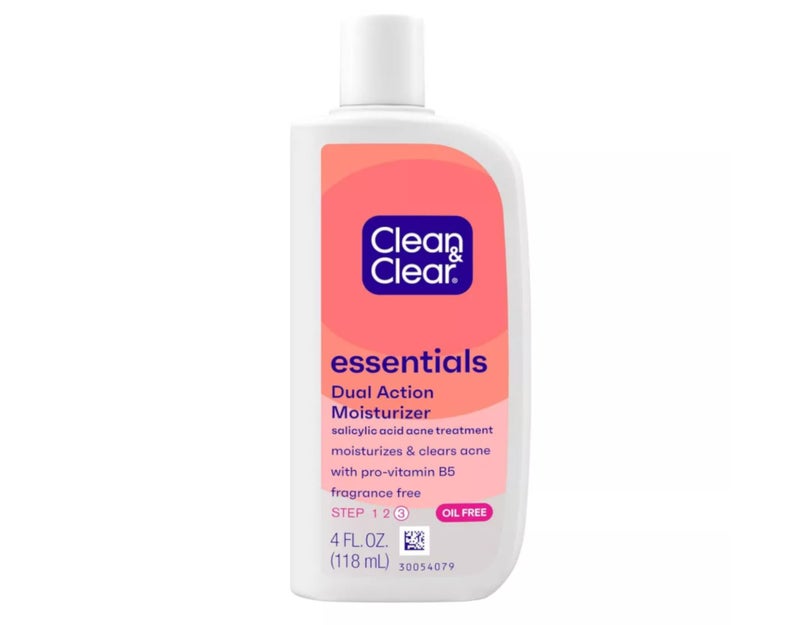 Clean & Clear Essentials Dual Action Facial Moisturizer with Salicylic Acid Acne Medication to Treat Acne and Prevent Pimples, Oil Free Face Moisturizer Cream for Acne-Prone Skin, 4 oz - Image 1