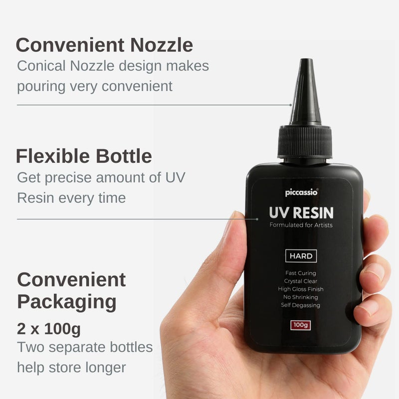 Piccassio UV Resin Clear 200g â€“ Upgraded Hard Type UV Glue â€“ Rapid Cure Craft Resin Using UV Light â€“ Casting and Coating for DIY Crafts, Jewelry, Keychains, Clear-Cast Parts - Image 4
