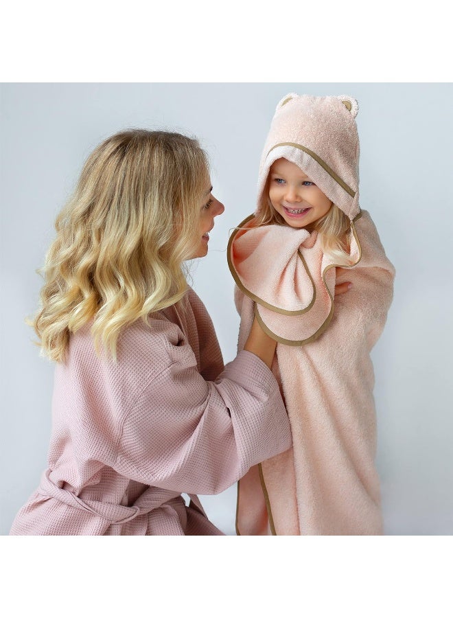 Warm Cuddles Premium Toddler Towels with Hood - Extra Soft Rayon from Bamboo Toddler Bath Towel (Beige) - Image 5