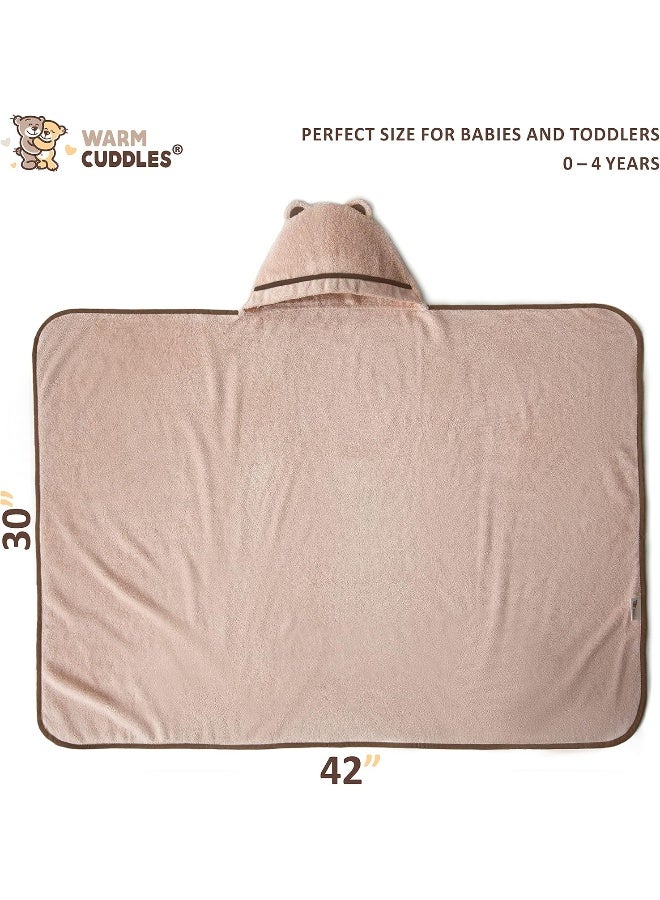 Warm Cuddles Premium Toddler Towels with Hood - Extra Soft Rayon from Bamboo Toddler Bath Towel (Beige) - Image 3