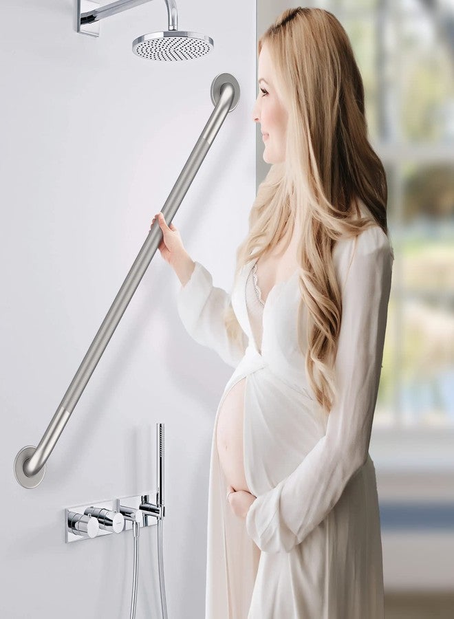 Zepolu Brushed Nickel Shower Grab Bar w/Anti-Slip Knurled Grip 36 Inch, Zepolu Stainless Steel Bathroom Grab Bars, Safety Bar Balanced Handrail, Handicap Injury Elderly Senior Assist Support Shower Handle - Image 3