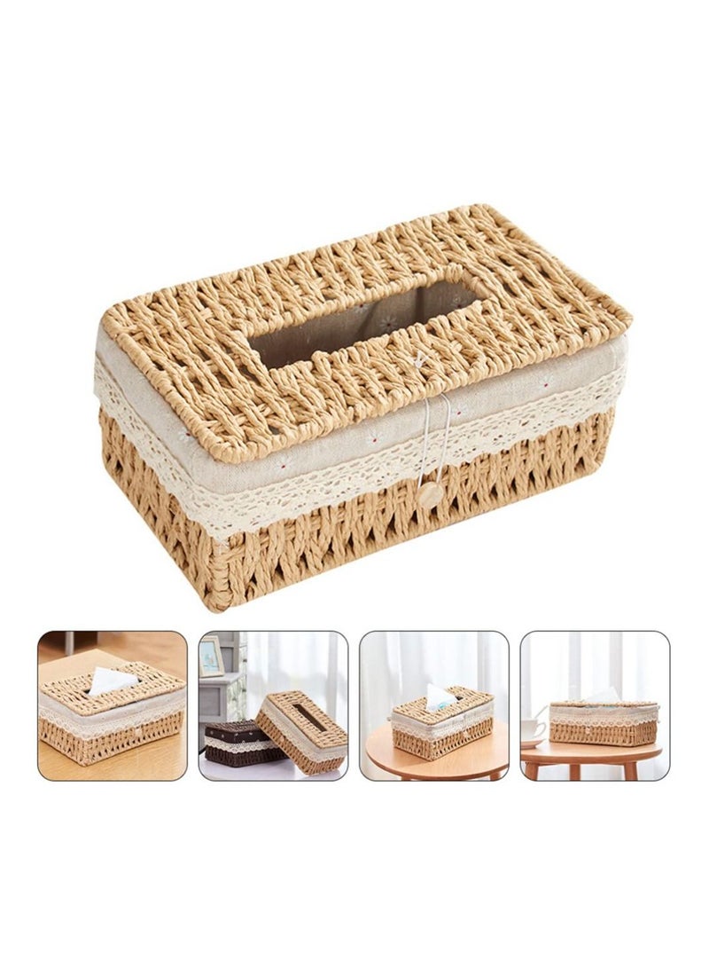 SYOSI Woven Retro Rectangular Tissue Box Cover for Disposable Paper Home Office Car Automotive Decoration - Image 3