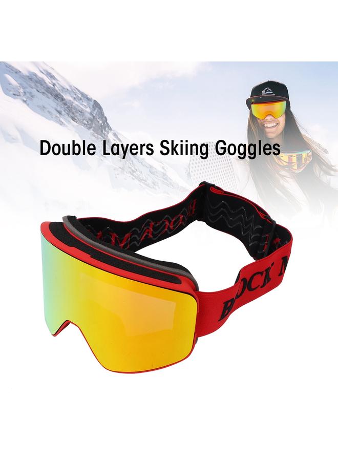 Wide Field Double Layers Anti Fog Skiing Goggles Winter Snow Skating Glasses (1#)