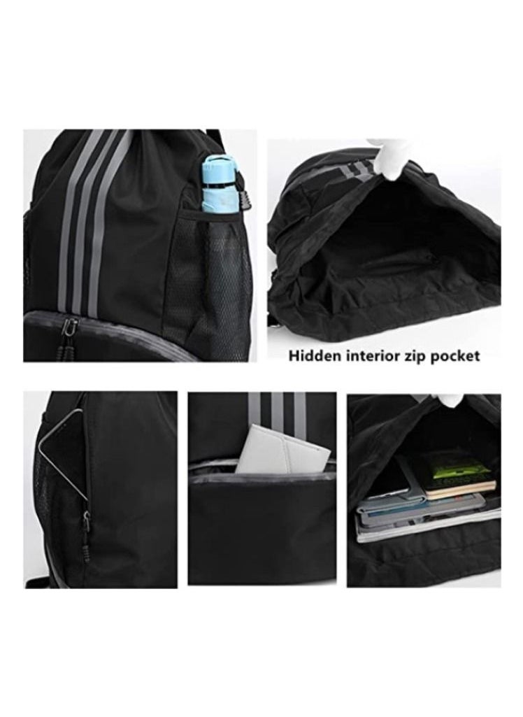 Y&D Drawstring Backpack Bag Gym Sack String Men Women, Basketball Bundle Pocket Student School Football Storage Large Capacity Fitness  - Image 5