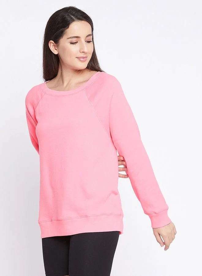 كلوفيا Clovia Chic Basic Sweatshirt in Bubblegum Pink - Fleece