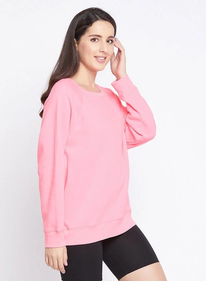 كلوفيا Clovia Chic Basic Sweatshirt in Bubblegum Pink - Fleece