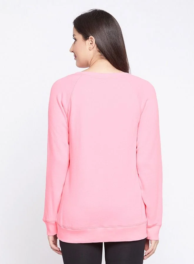 كلوفيا Clovia Chic Basic Sweatshirt in Bubblegum Pink - Fleece