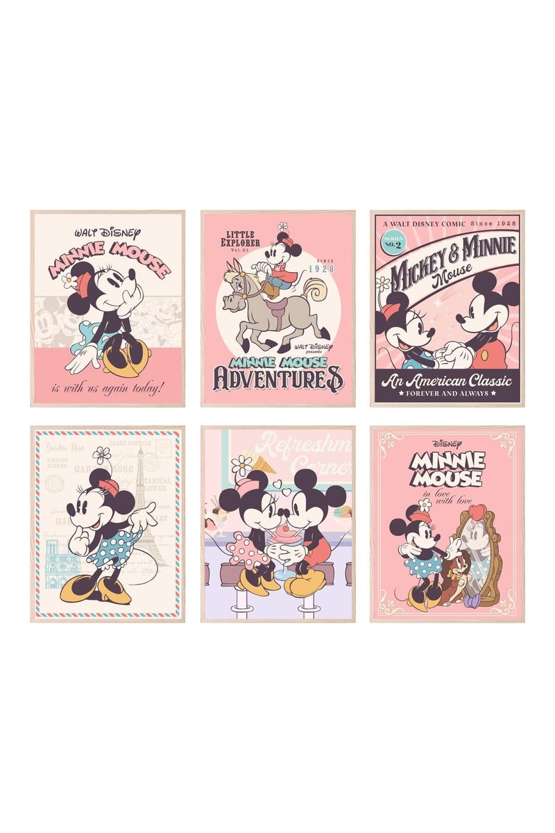 BigWig Prints Minnie Mouse Wall Decor - Minnie Mouse Poster, Room Decor, Wall Nursery Disney Nursery For Girls - Unframed Set Of 6 (8x10”) - Image 1