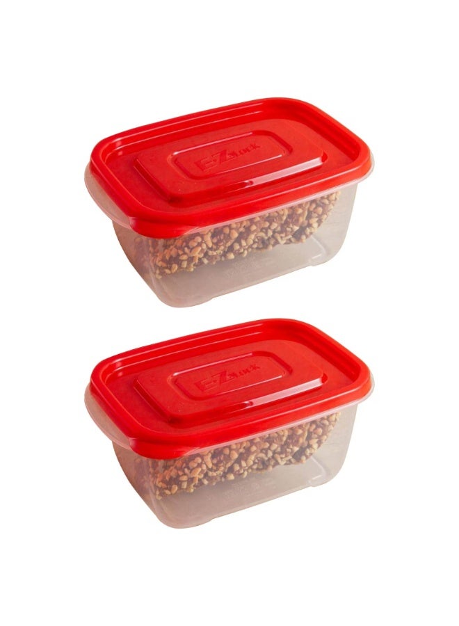 LOCK & LOCK E.Z Lock Airtight Food Storage Containers Set Bpa Free Durable Plastic Compact Design 800 ML 2 Pcs Pack - Image 2