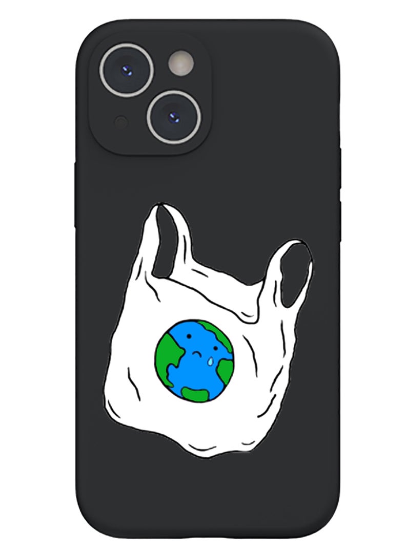 Theodor Protective Slim Fit Case Liquid Silicone Cover with Full Body Protection Anti-Scratch Shockproof Case For iPhone 15 Plus Black - No Plastic - Image 1