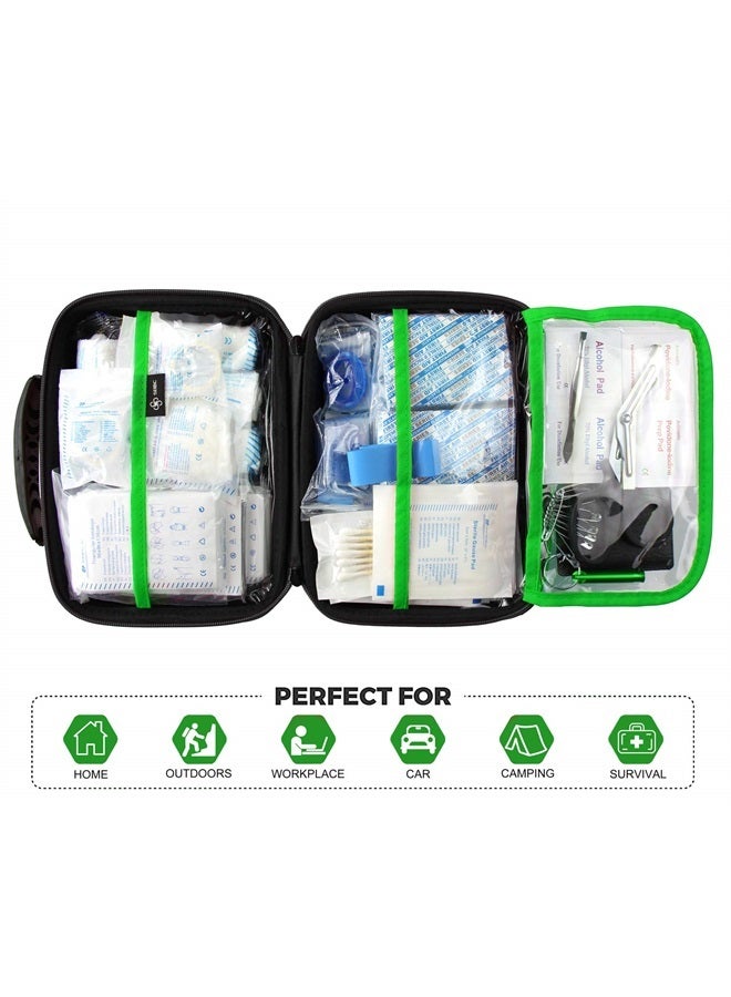 SHBC Waterproof First Aid Kit (228pcs) with All Basic or Advanced Supplies You Need. Suitable for Emergencies at Home or Outside, Travel, Home, Camping, Green - Image 2