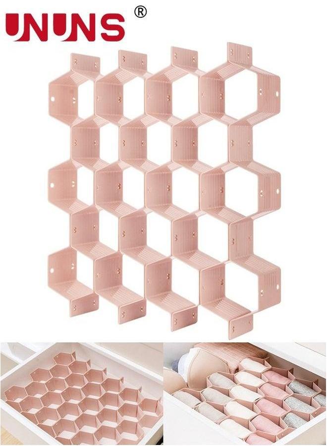 UNUNS 8-Piece Drawer Divider Organizer,Honeycomb DIY Plastic Dividers,Dresser Organizers For Belts,Ties,Clothing,Makeup,Office Supplies,Pink  - Image 2