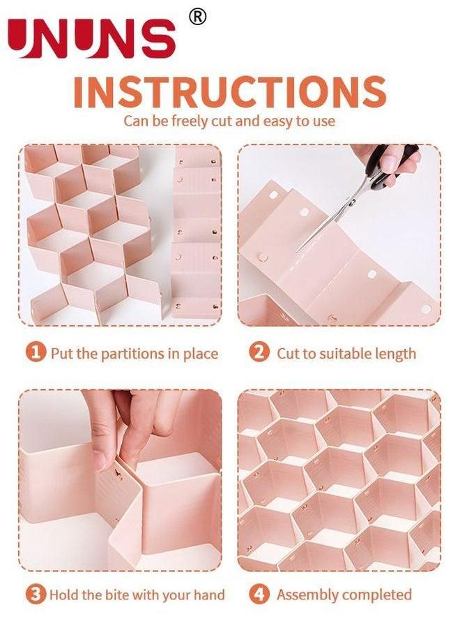 UNUNS 8-Piece Drawer Divider Organizer,Honeycomb DIY Plastic Dividers,Dresser Organizers For Belts,Ties,Clothing,Makeup,Office Supplies,Pink  - Image 5