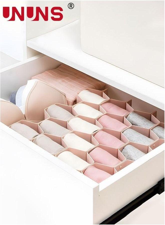 UNUNS 8-Piece Drawer Divider Organizer,Honeycomb DIY Plastic Dividers,Dresser Organizers For Belts,Ties,Clothing,Makeup,Office Supplies,Pink  - Image 3