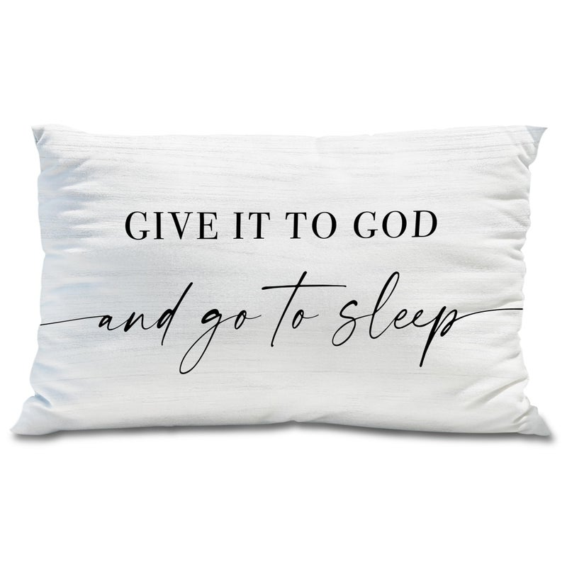 Knibeo Give It to God and Go to Sleep, Decorative Pillows Covers for Bed, Throw Pillows Cover for Bed,12x20 Pillow Cover,Decorative Bed Pillows for Bedroom Room(12x20, White) - Image 1